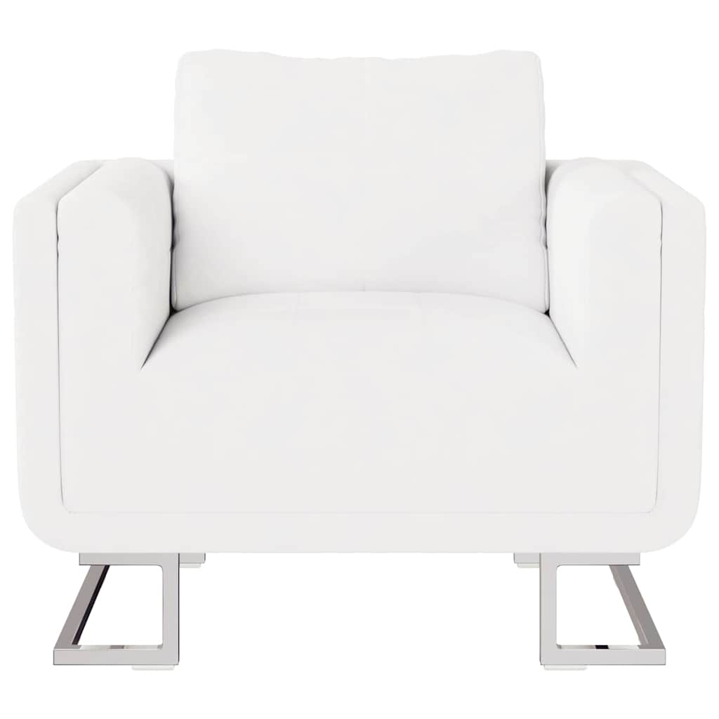 Fauteuil met verchroomde poten kubus kunstleer wit is nu te koop bij PeponiXL, paradijselijk wonen!
