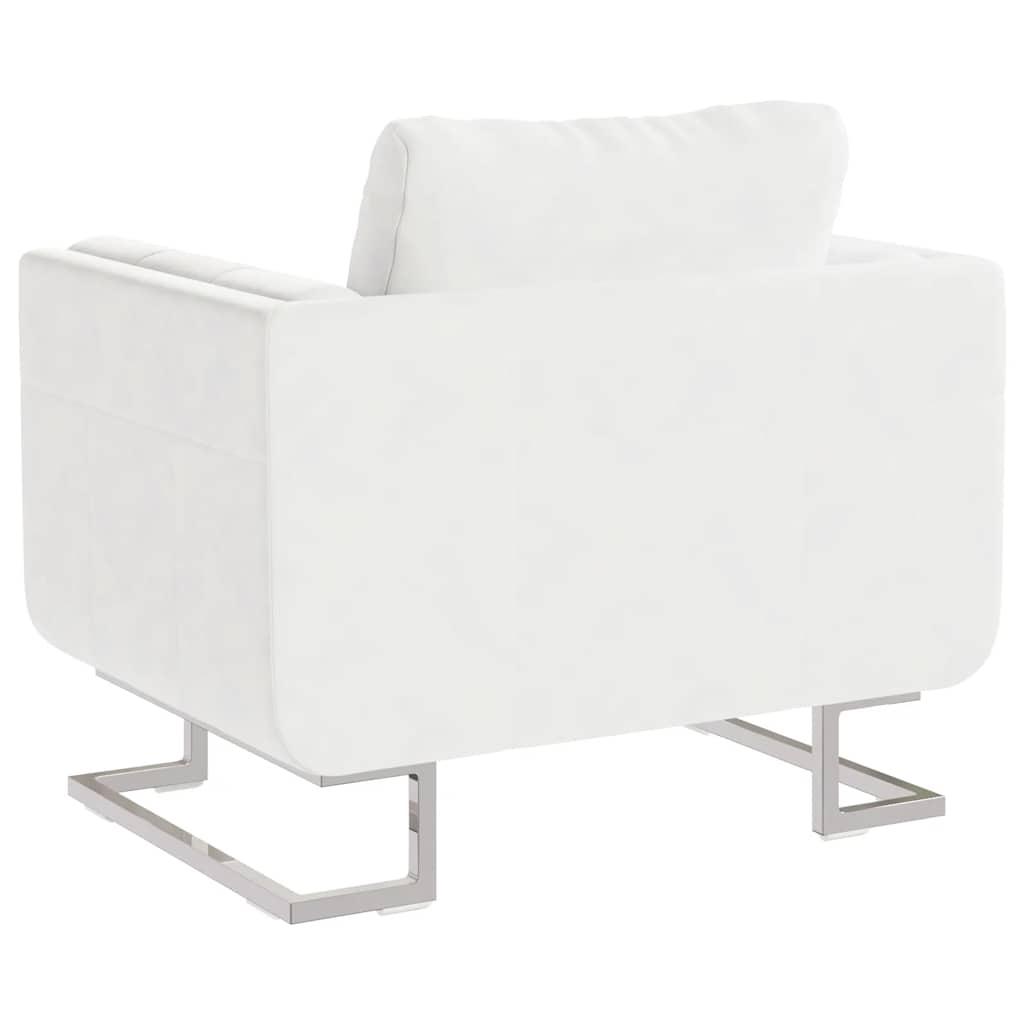Fauteuil met verchroomde poten kubus kunstleer wit is nu te koop bij PeponiXL, paradijselijk wonen!