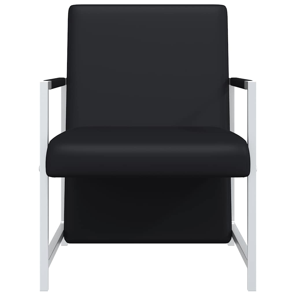 Fauteuil met chromen poten kunstleer zwart is nu te koop bij PeponiXL, paradijselijk wonen!