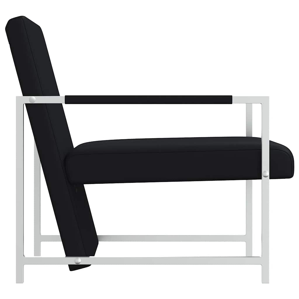 Fauteuil met chromen poten kunstleer zwart is nu te koop bij PeponiXL, paradijselijk wonen!