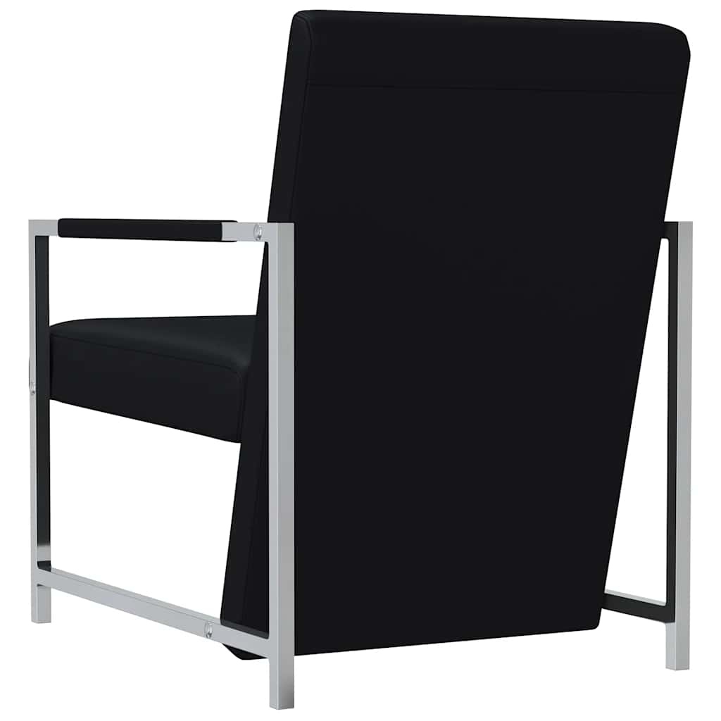 Fauteuil met chromen poten kunstleer zwart is nu te koop bij PeponiXL, paradijselijk wonen!