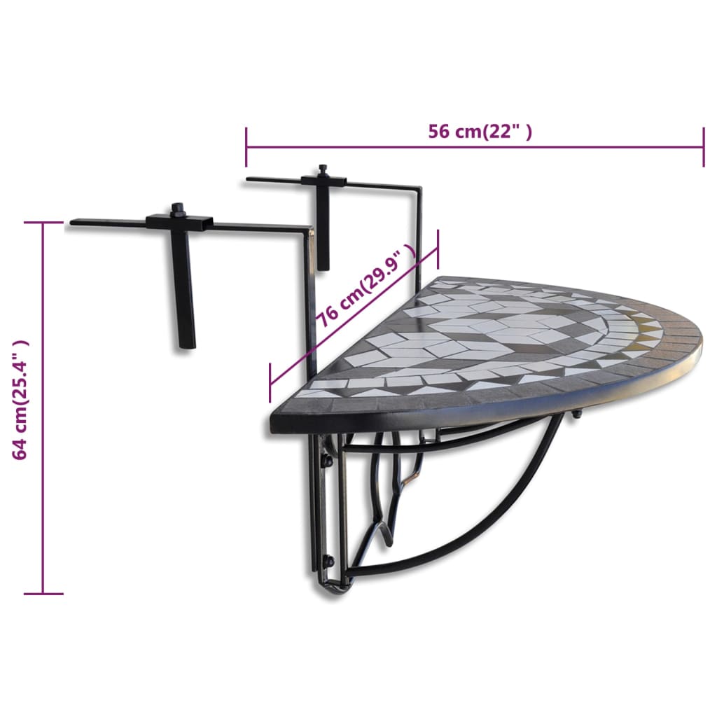 Balkontafel hangend mozaïek zwart en wit is nu te koop bij PeponiXL, paradijselijk wonen!