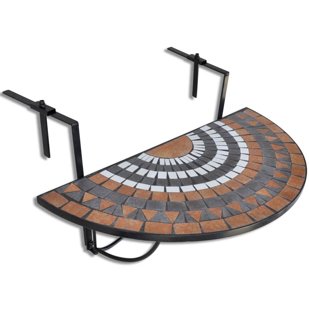 Balkontafel hangend mozaïek terracottakleurig en wit is nu te koop bij PeponiXL, paradijselijk wonen!