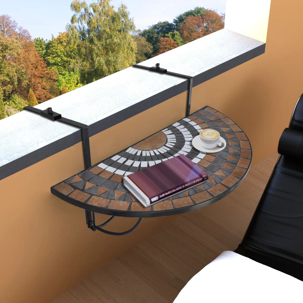 Balkontafel hangend mozaïek terracottakleurig en wit is nu te koop bij PeponiXL, paradijselijk wonen!