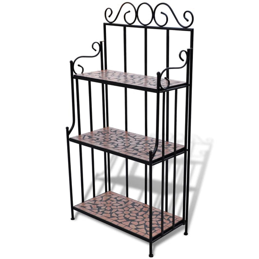 Plantenstandaard met 3 verdiepingen mozaïek terracotta is nu te koop bij PeponiXL, paradijselijk wonen!