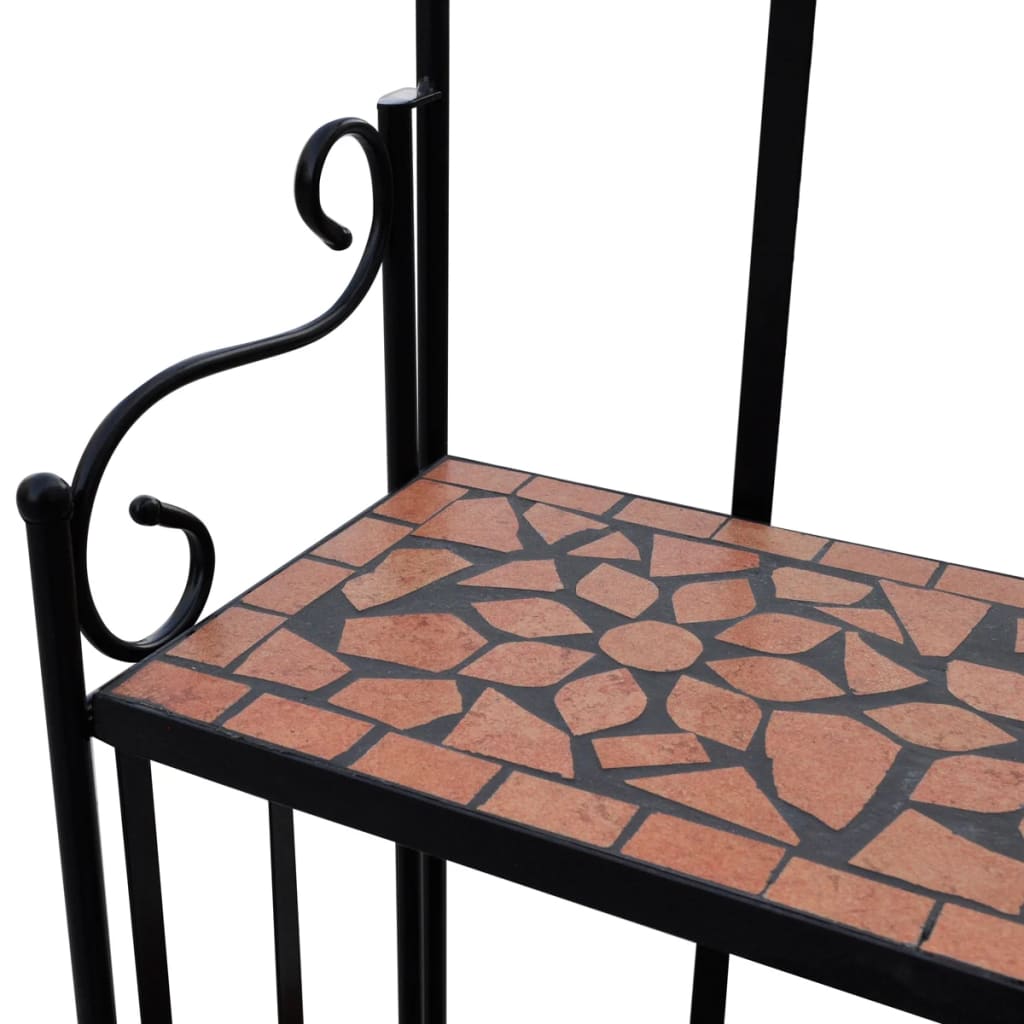 Plantenstandaard met 3 verdiepingen mozaïek terracotta