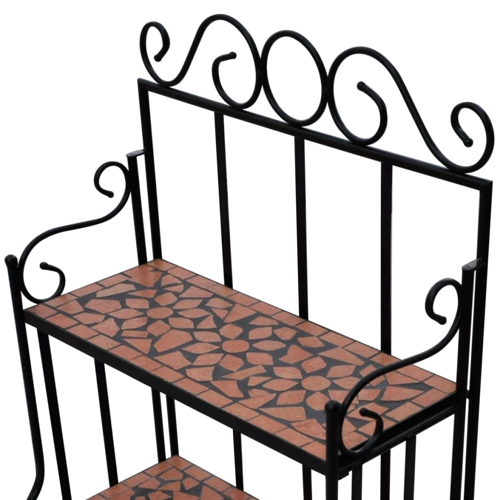 Plantenstandaard met 3 verdiepingen mozaïek terracotta