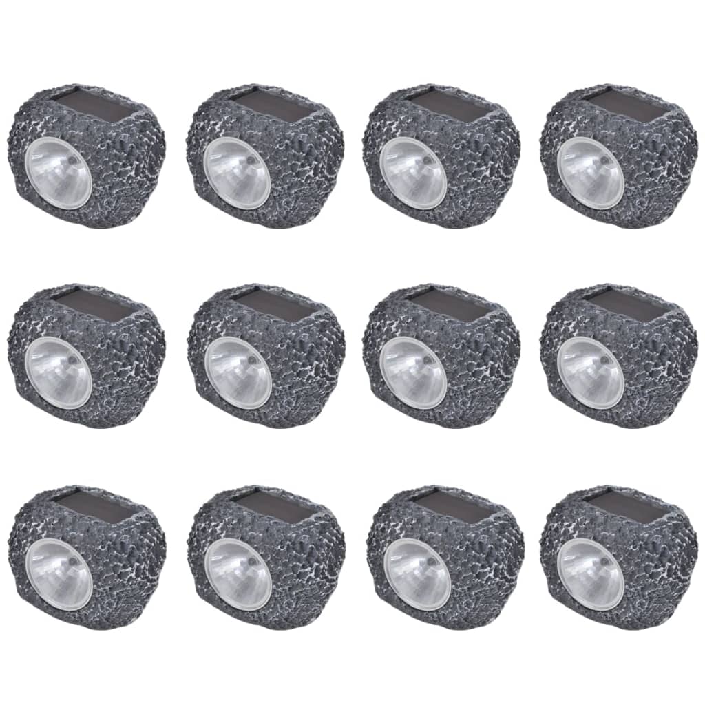 Outdoor Spotlight solar LED 12 st steenvormig is nu te koop bij PeponiXL, paradijselijk wonen!