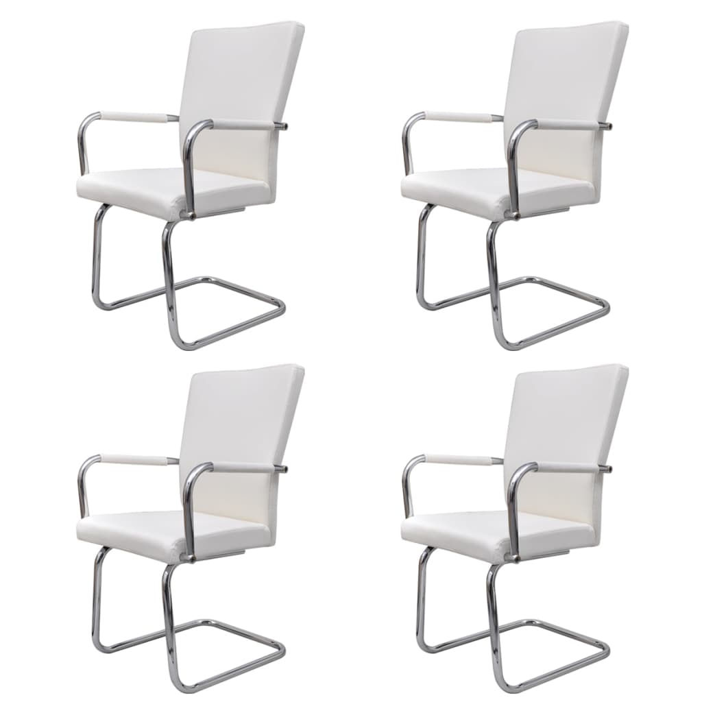 Eetkamerstoelen 4 st kunstleer wit is nu te koop bij PeponiXL, paradijselijk wonen!