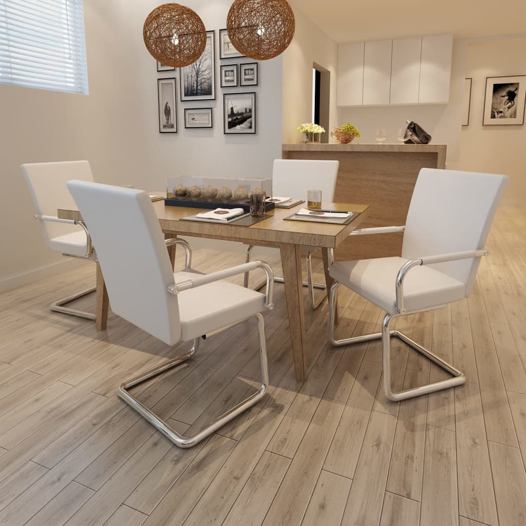 Eetkamerstoelen 4 st kunstleer wit is nu te koop bij PeponiXL, paradijselijk wonen!