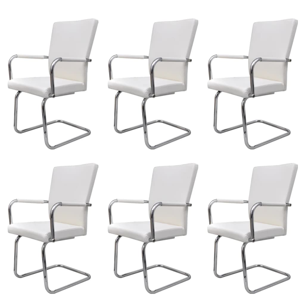 Eetkamerstoelen 6 st kunstleer wit is nu te koop bij PeponiXL, paradijselijk wonen!