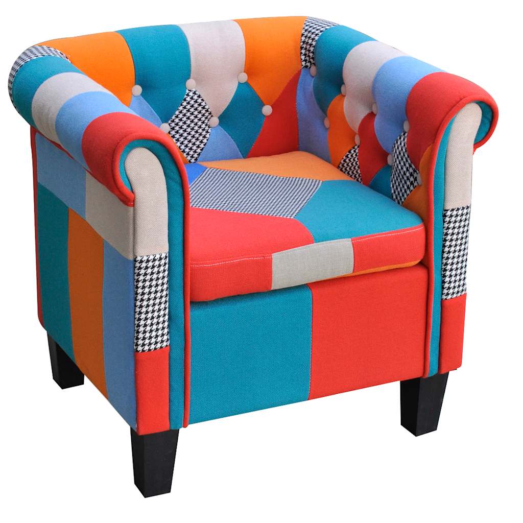 Fauteuil met patchwork stof meerkleurig is nu te koop bij PeponiXL, paradijselijk wonen!