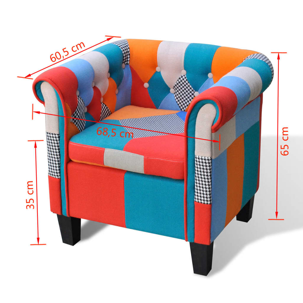 Fauteuil met patchwork stof meerkleurig is nu te koop bij PeponiXL, paradijselijk wonen!