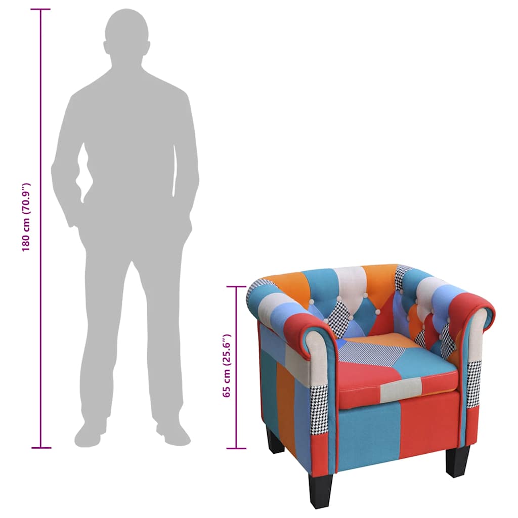 Fauteuil met patchwork stof meerkleurig is nu te koop bij PeponiXL, paradijselijk wonen!