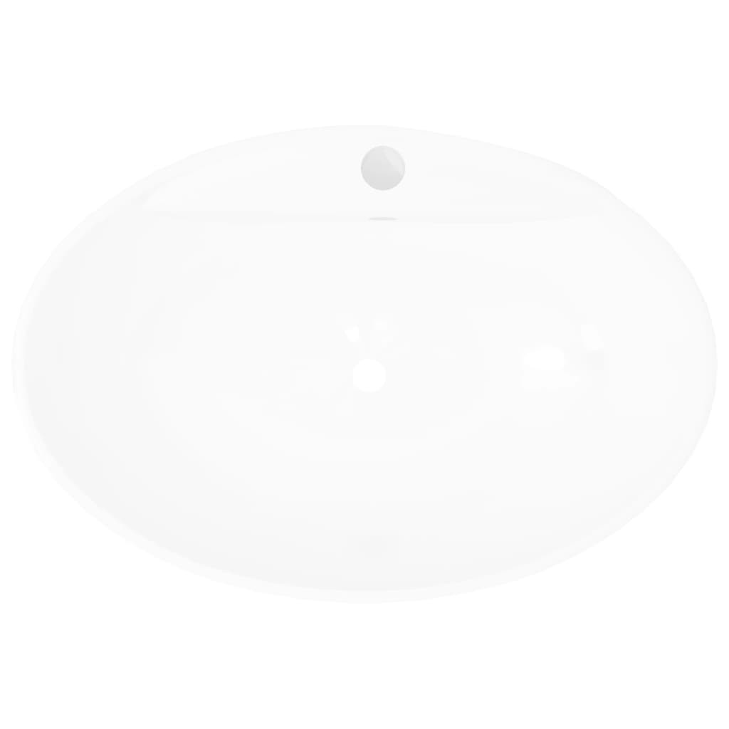 Luxe wastafel met overloop en kraangat ovaal keramiek is nu te koop bij PeponiXL, paradijselijk wonen!