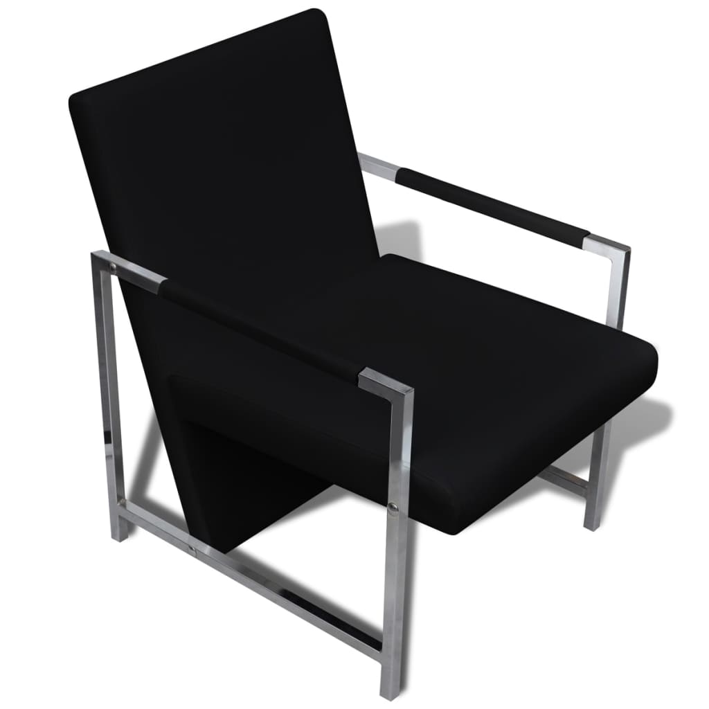 Fauteuils 2 st met chroom frame kunstleer zwart is nu te koop bij PeponiXL, paradijselijk wonen!