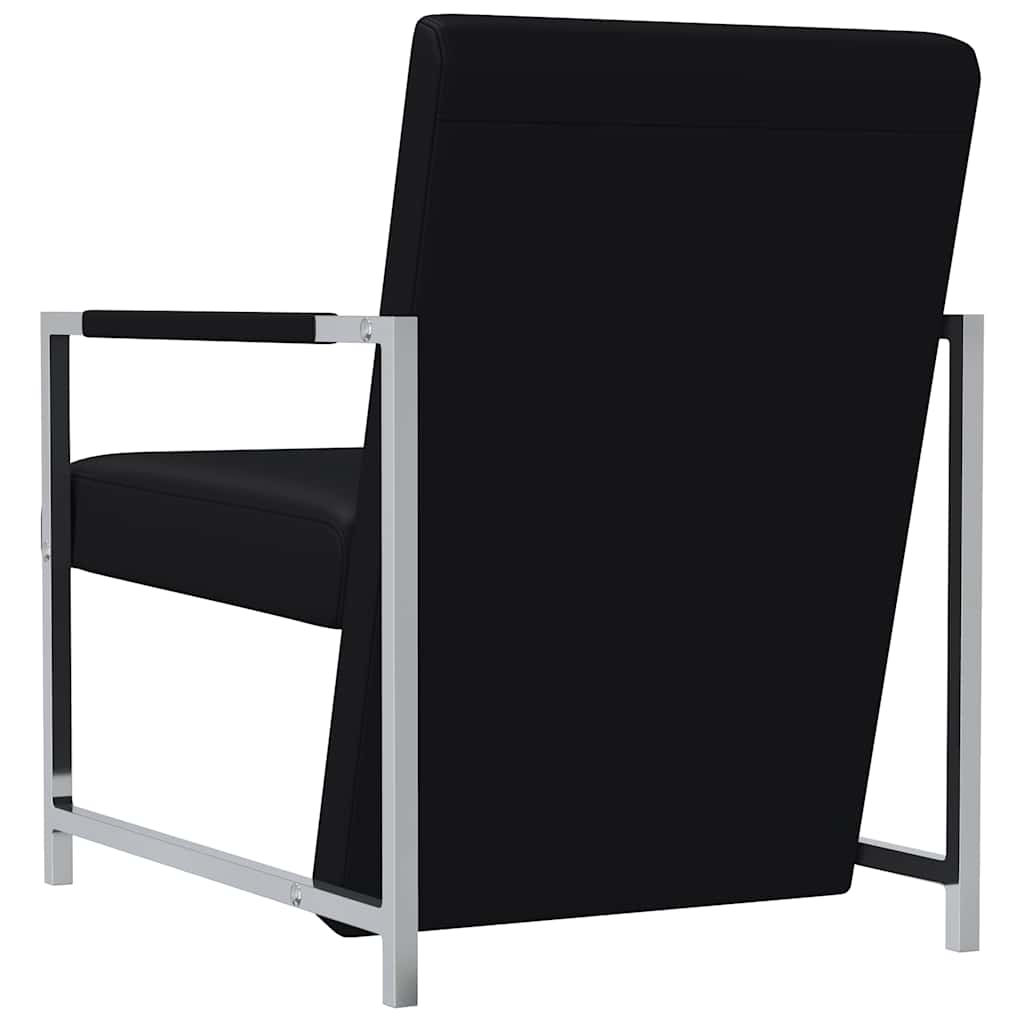 Fauteuils 2 st met chroom frame kunstleer zwart is nu te koop bij PeponiXL, paradijselijk wonen!