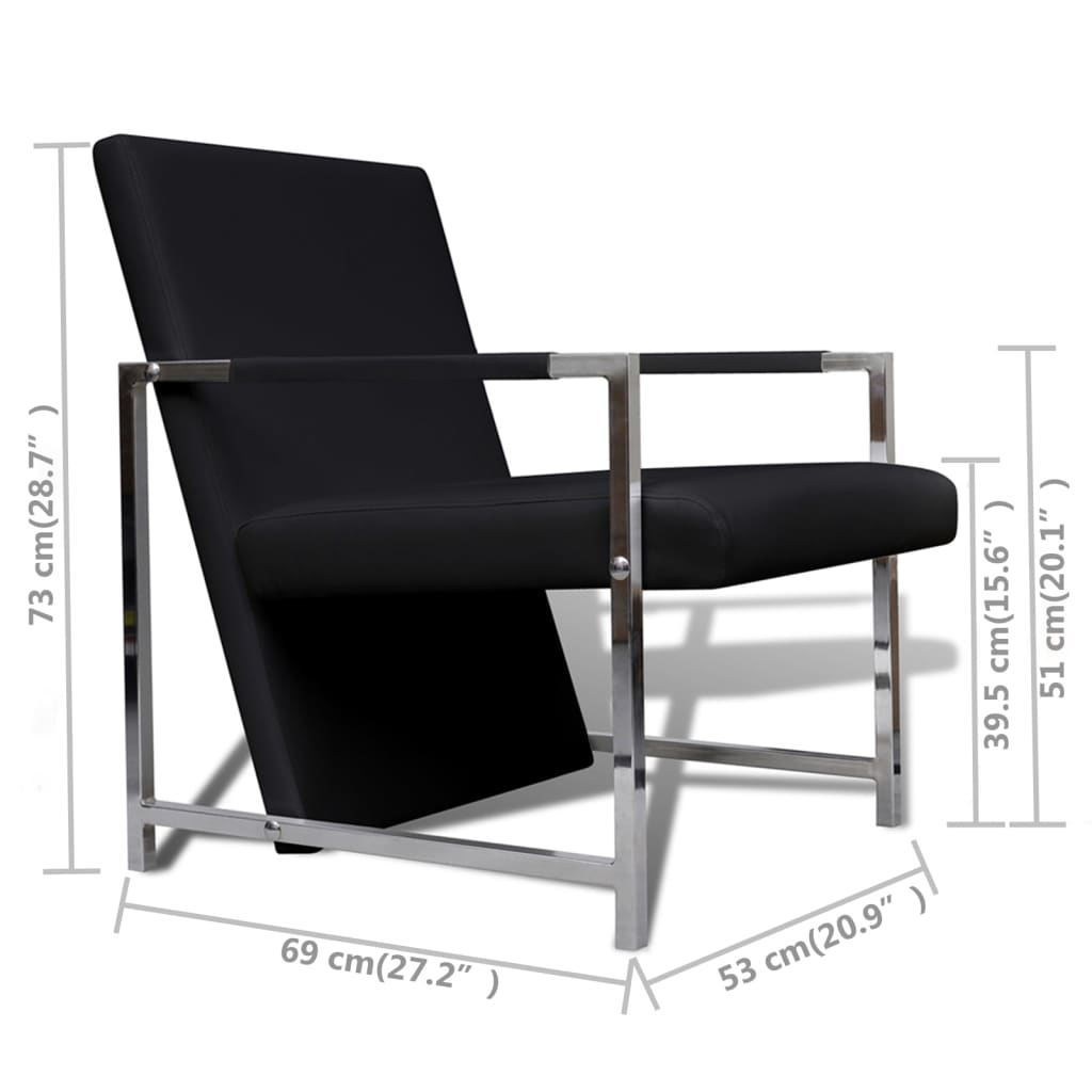 Fauteuils 2 st met chroom frame kunstleer zwart is nu te koop bij PeponiXL, paradijselijk wonen!