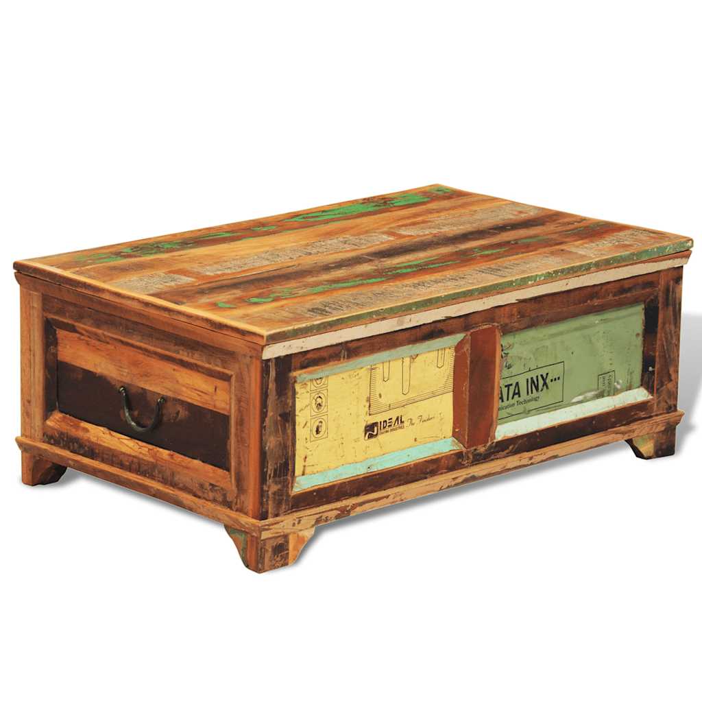 Salontafel met opbergruimte vintage stijl gerecycled hout is nu te koop bij PeponiXL, paradijselijk wonen!