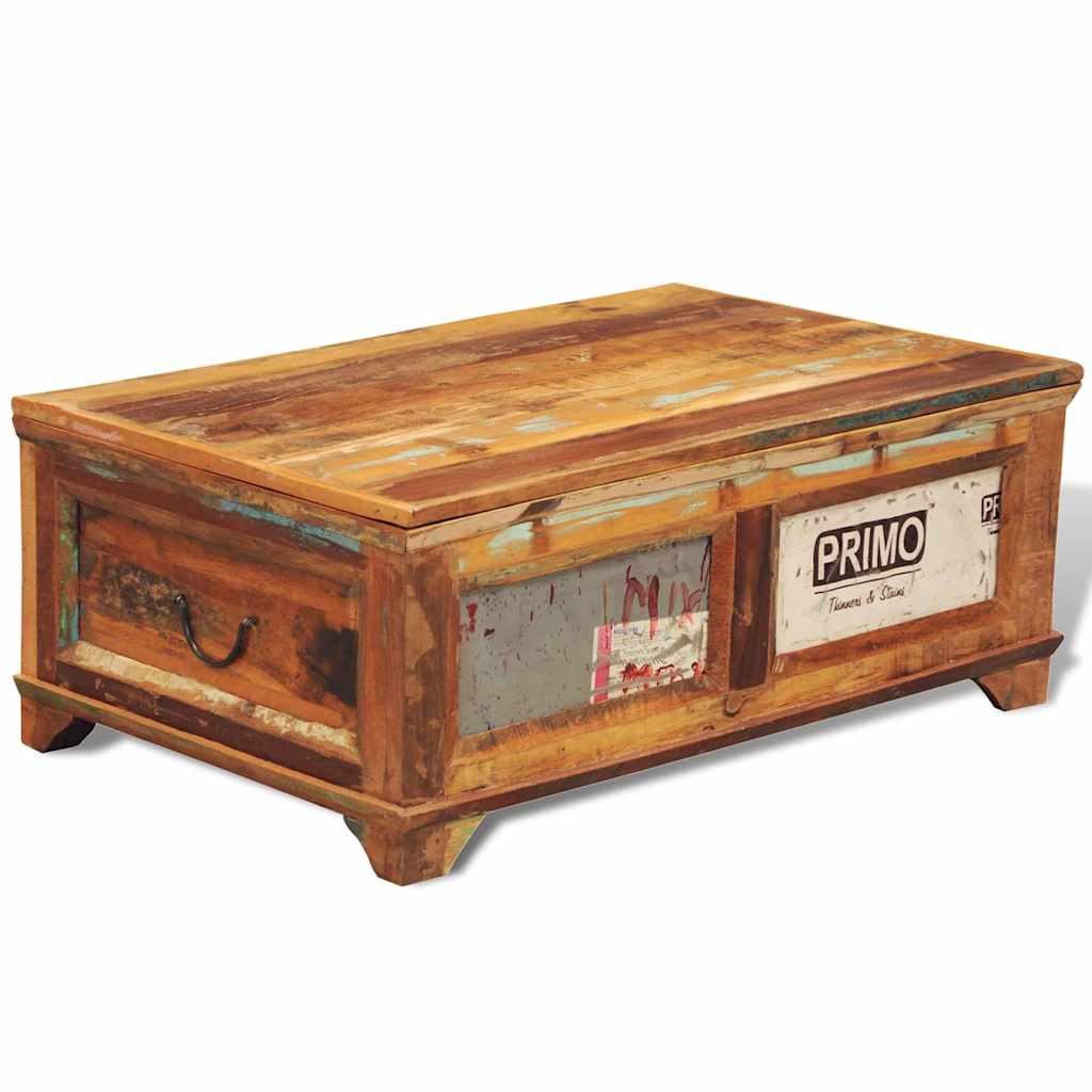 Salontafel met opbergruimte vintage stijl gerecycled hout is nu te koop bij PeponiXL, paradijselijk wonen!