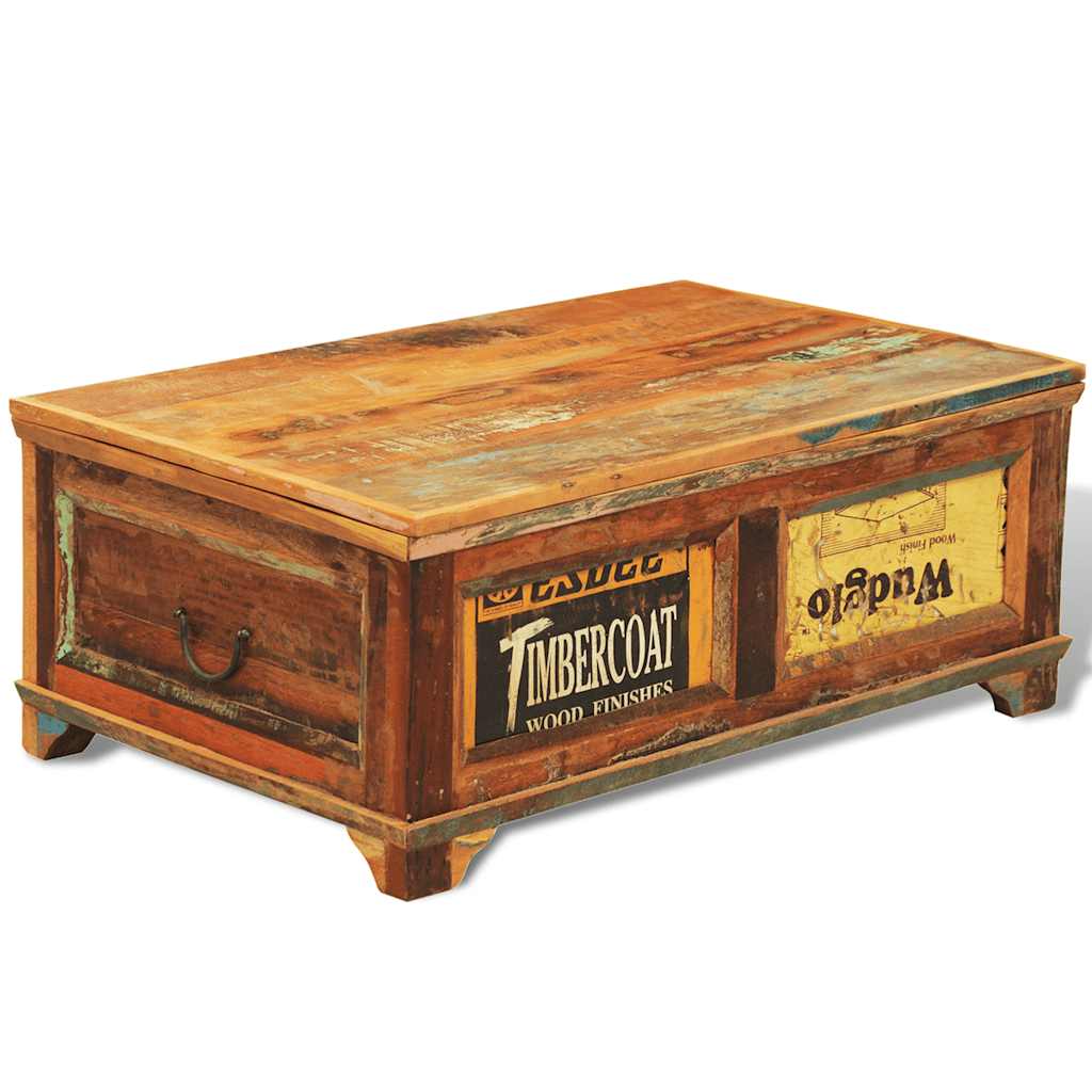 Salontafel met opbergruimte vintage stijl gerecycled hout is nu te koop bij PeponiXL, paradijselijk wonen!