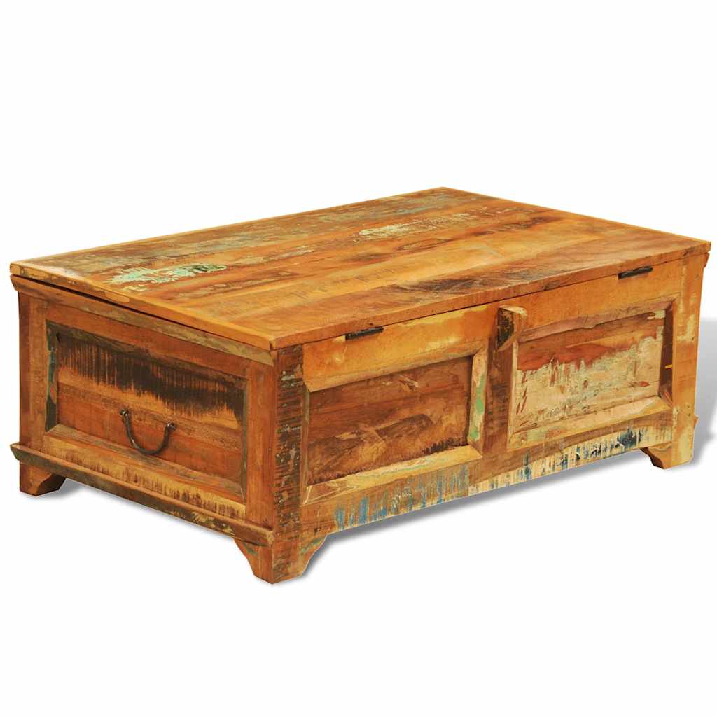 Salontafel met opbergruimte vintage stijl gerecycled hout is nu te koop bij PeponiXL, paradijselijk wonen!