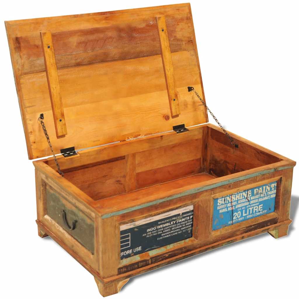 Salontafel met opbergruimte vintage stijl gerecycled hout is nu te koop bij PeponiXL, paradijselijk wonen!