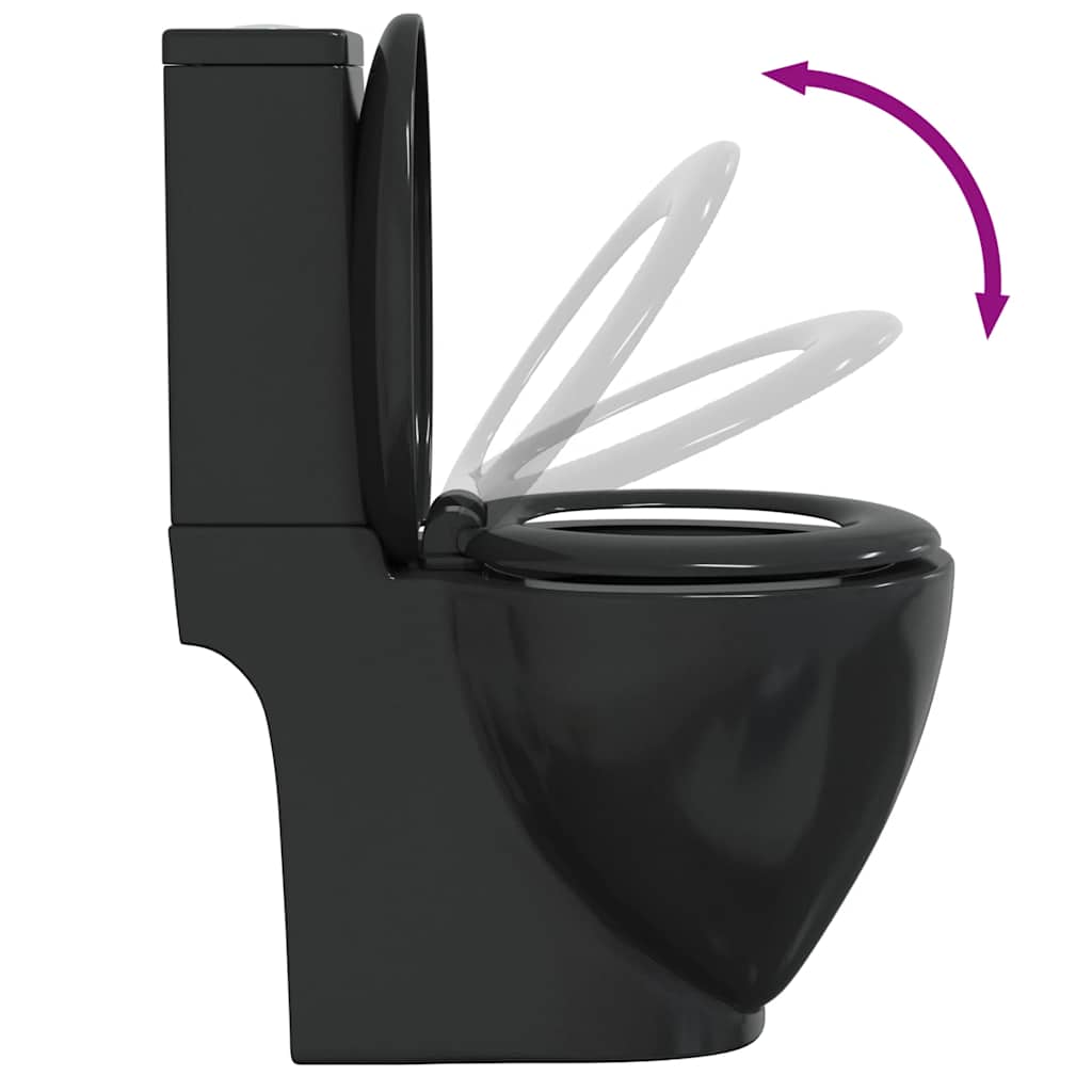 Toilet rond afvoer onder keramiek zwart is nu te koop bij PeponiXL, paradijselijk wonen!