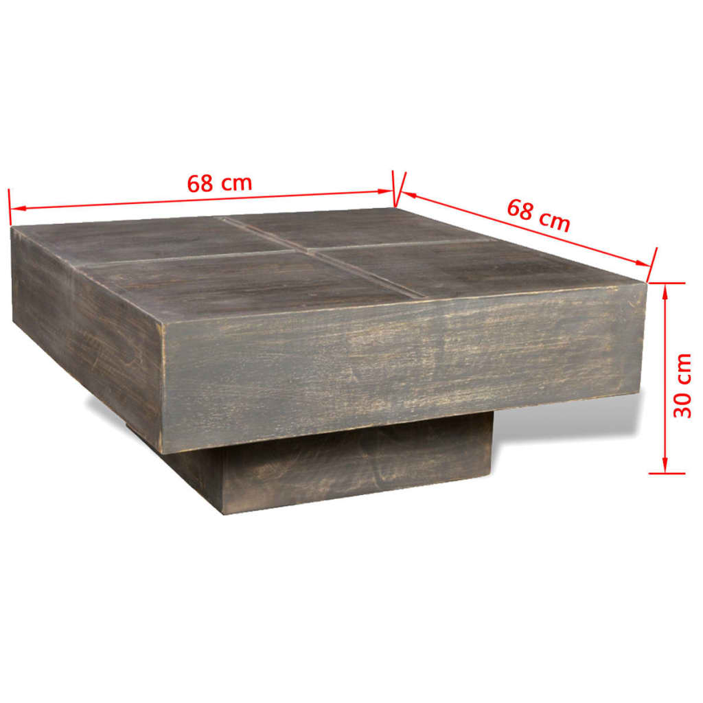 Salontafel vierkant massief mangohout donkerbruin is nu te koop bij PeponiXL, paradijselijk wonen!