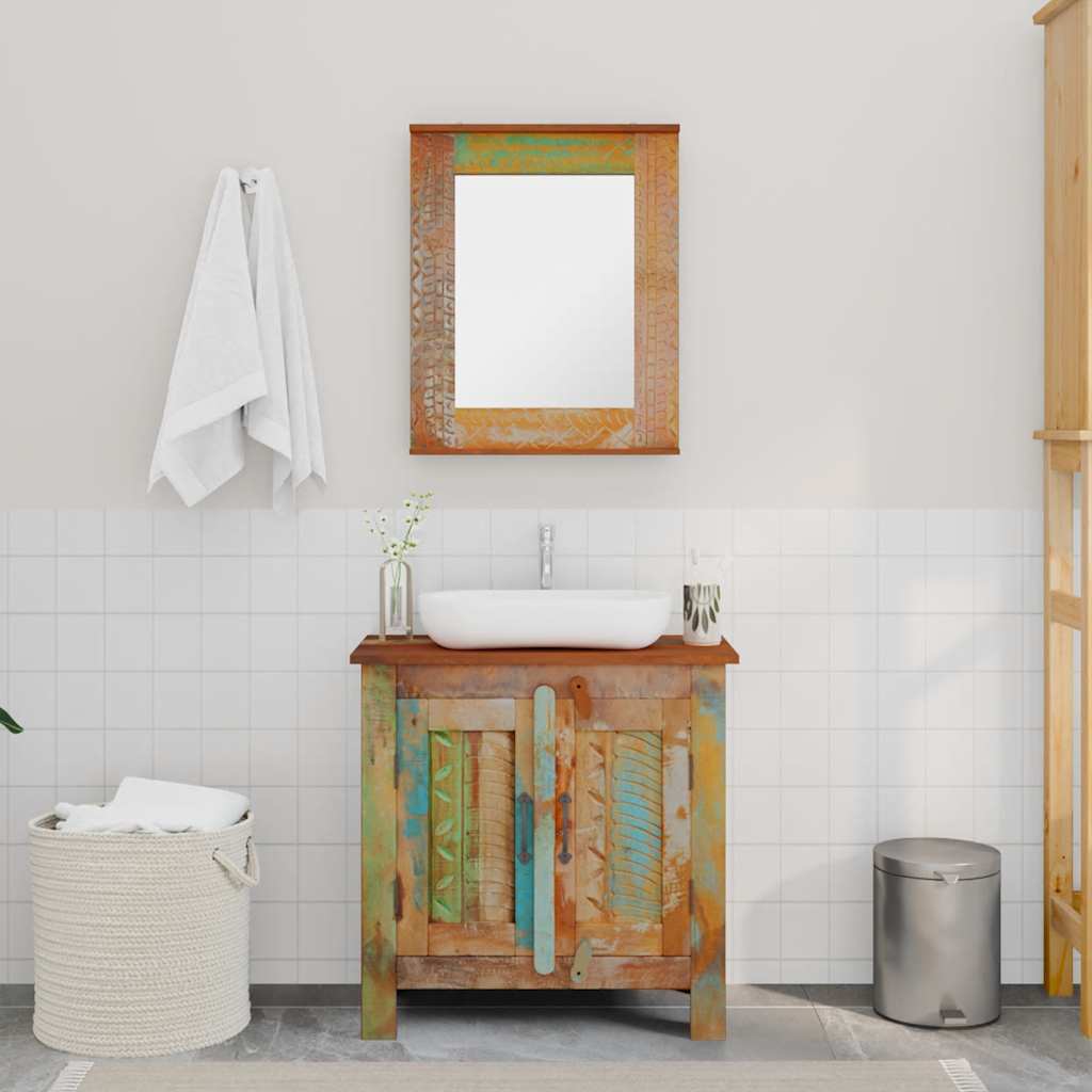 Badkamerset met kast en spiegel massief gerecycled hout is nu te koop bij PeponiXL, paradijselijk wonen!