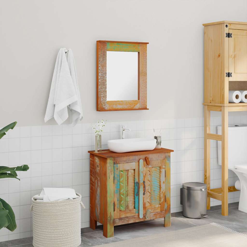 Badkamerset met kast en spiegel massief gerecycled hout is nu te koop bij PeponiXL, paradijselijk wonen!