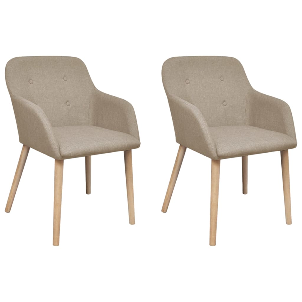 Eetkamerstoelen 2 st stof en massief eikenhout beige is nu te koop bij PeponiXL, paradijselijk wonen!