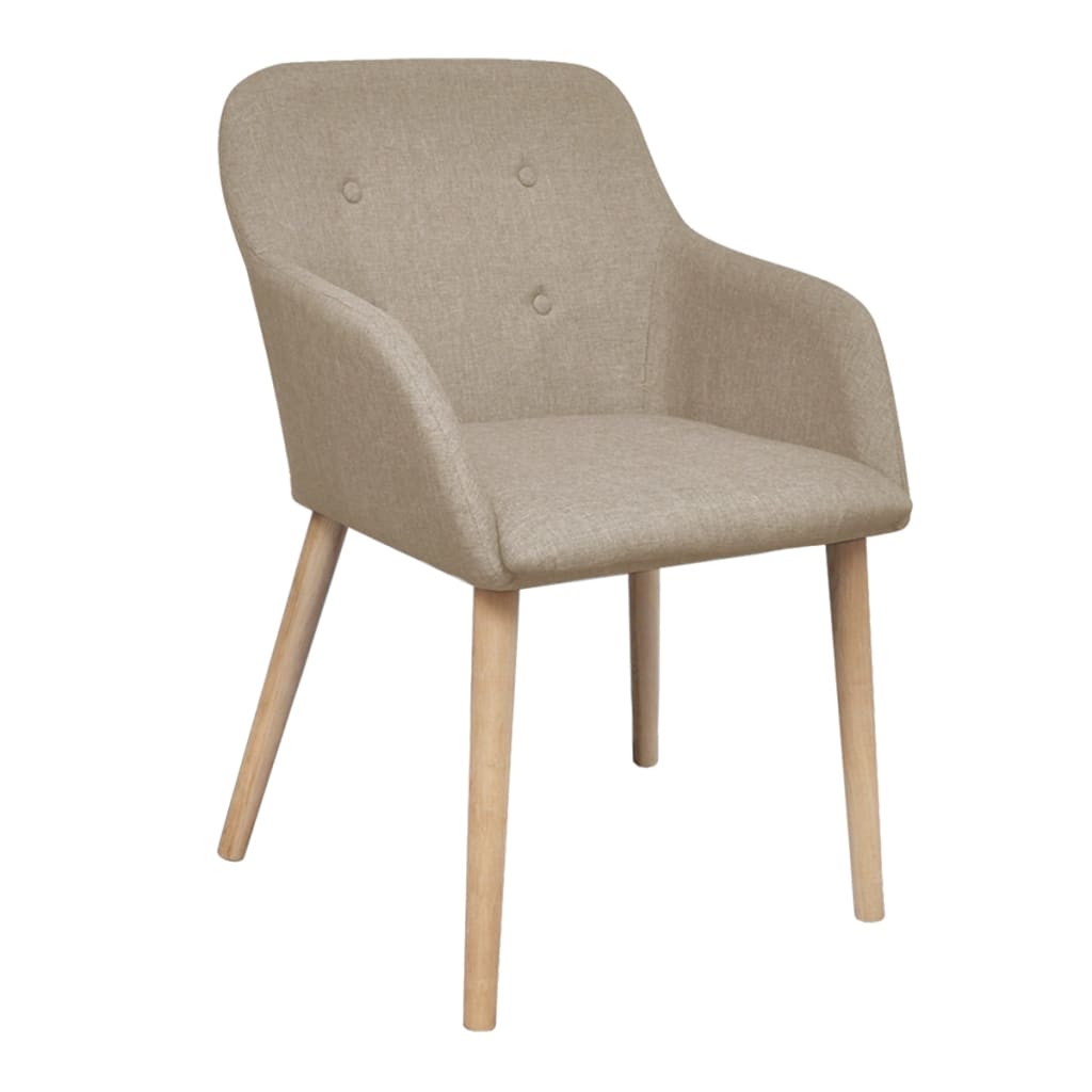 Eetkamerstoelen 2 st stof en massief eikenhout beige is nu te koop bij PeponiXL, paradijselijk wonen!