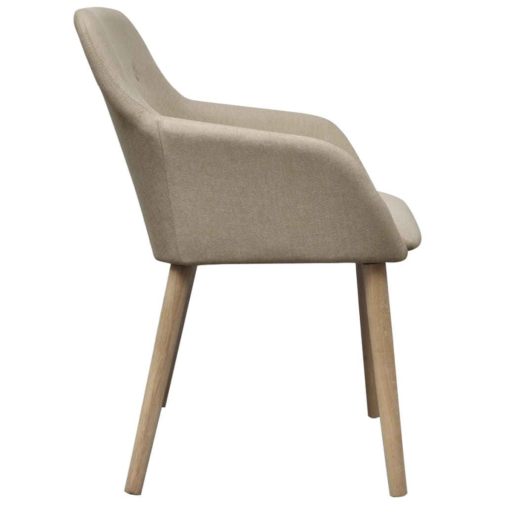 Eetkamerstoelen 2 st stof en massief eikenhout beige is nu te koop bij PeponiXL, paradijselijk wonen!