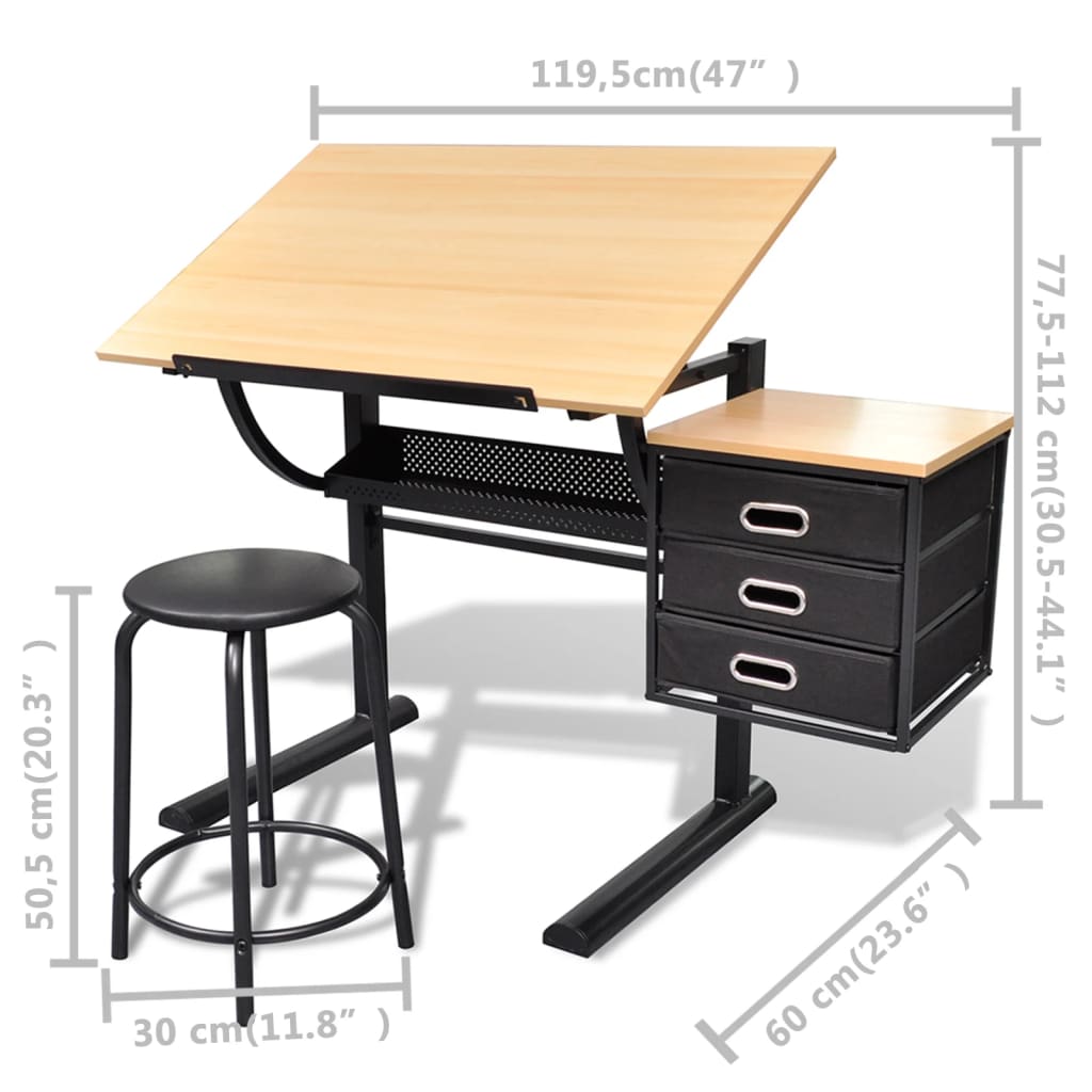 Tekentafel met kastje + kruk is nu te koop bij PeponiXL, paradijselijk wonen!