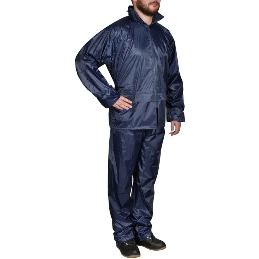 Regenpak 2-delig met capuchon (mannen / marineblauw / maat XL) is nu te koop bij PeponiXL, paradijselijk wonen!