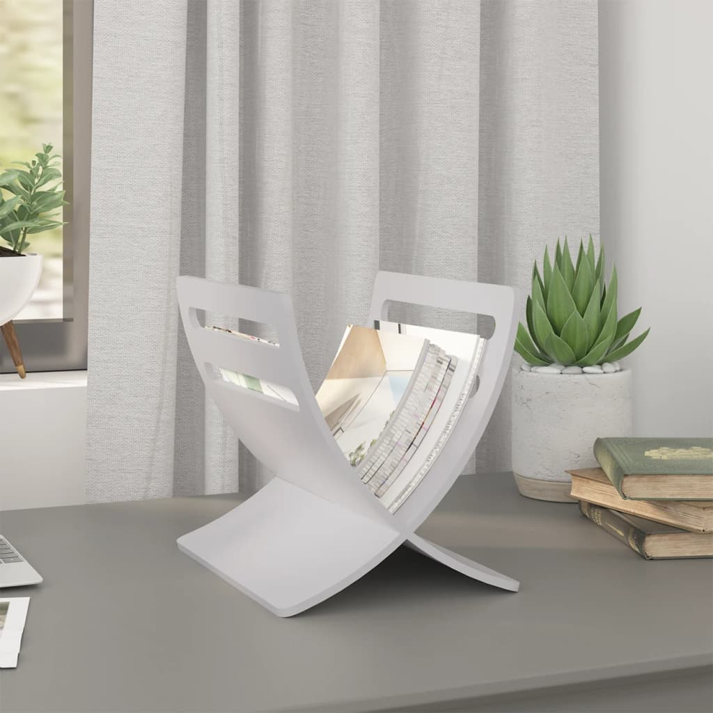 Tijdschriftenrek vloermodel hout wit is nu te koop bij PeponiXL, paradijselijk wonen!
