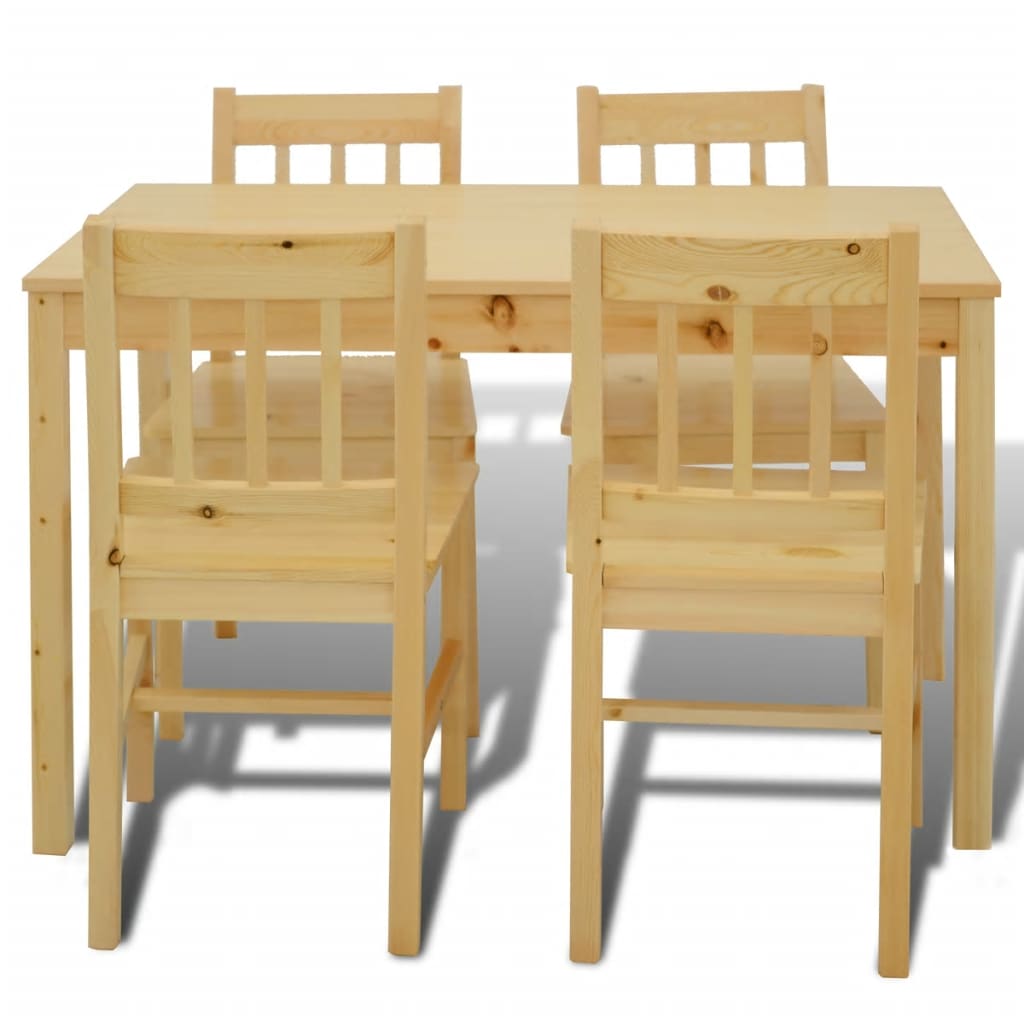 Eettafel met 4 stoelen hout naturel is nu te koop bij PeponiXL, paradijselijk wonen!