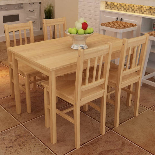 Eettafel met 4 stoelen hout naturel is nu te koop bij PeponiXL, paradijselijk wonen!