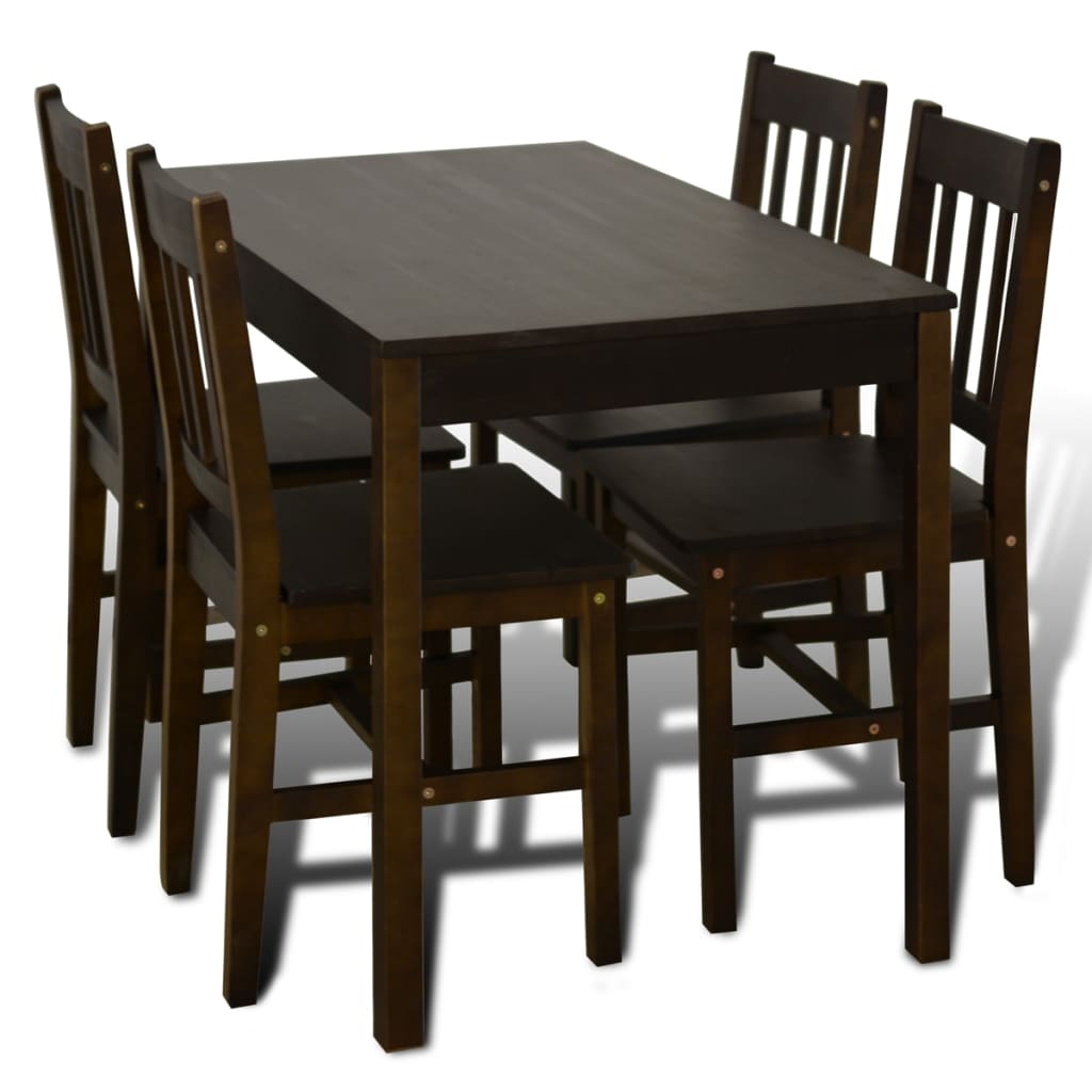 Eettafel met 4 stoelen hout bruin is nu te koop bij PeponiXL, paradijselijk wonen!