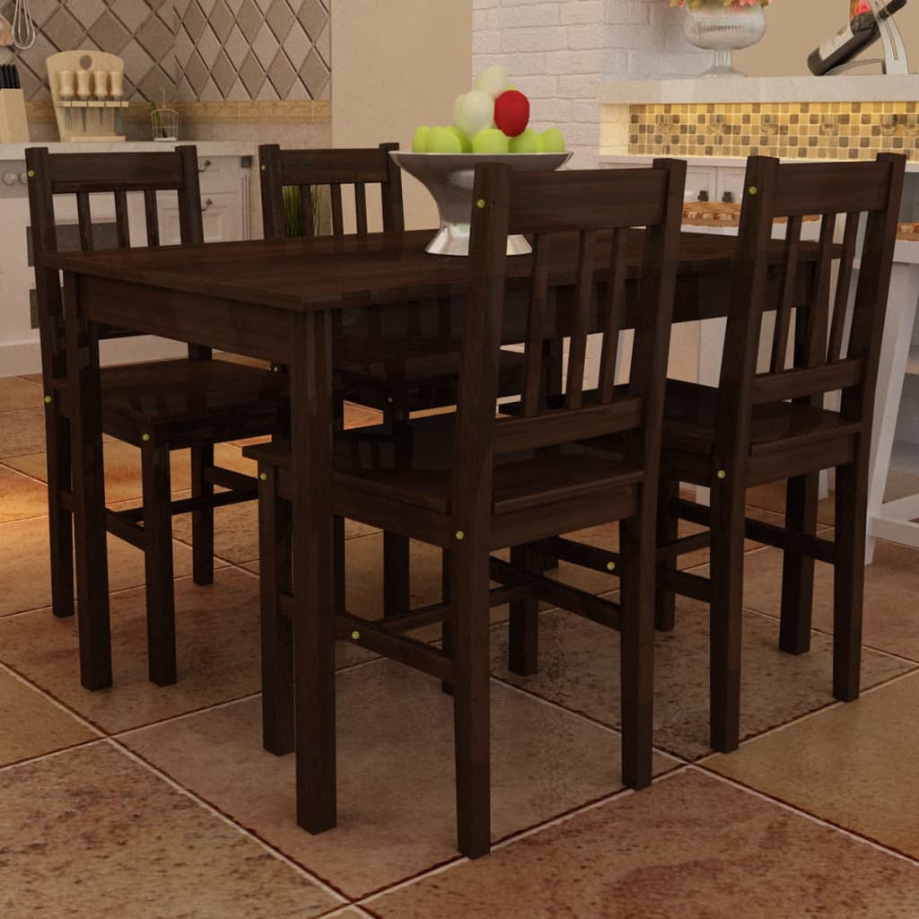 Eettafel met 4 stoelen hout bruin is nu te koop bij PeponiXL, paradijselijk wonen!