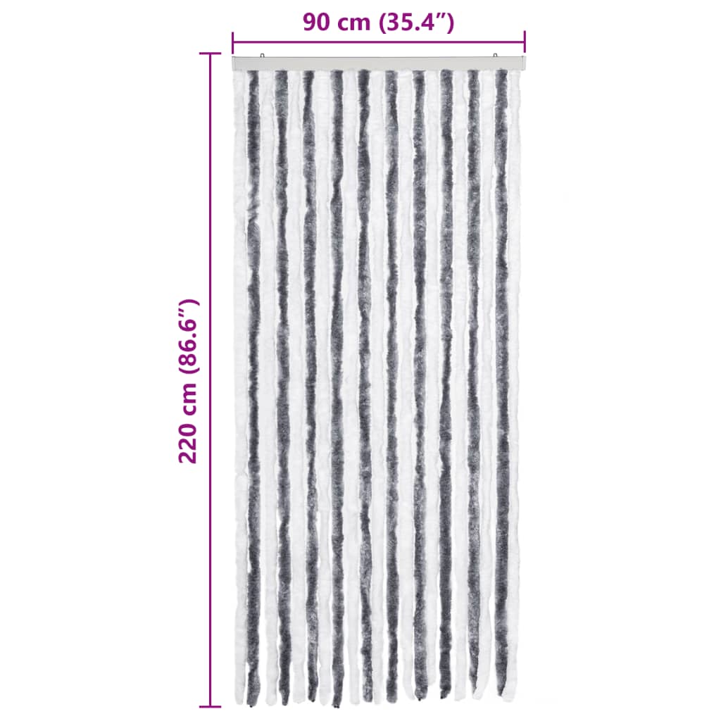Vliegengordijn 90x220 cm chenille grijs en wit is nu te koop bij PeponiXL, paradijselijk wonen!