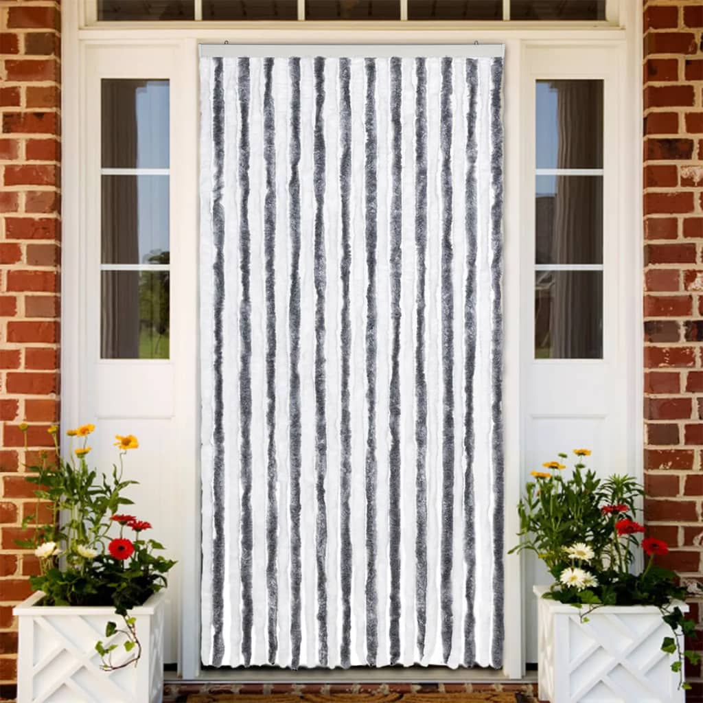 Vliegengordijn 100x220 cm chenille grijs en wit is nu te koop bij PeponiXL, paradijselijk wonen!