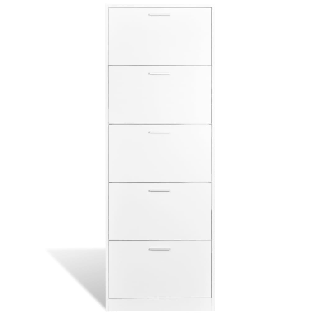 Schoenenkast hout met 5 opbergvakken wit is nu te koop bij PeponiXL, paradijselijk wonen!