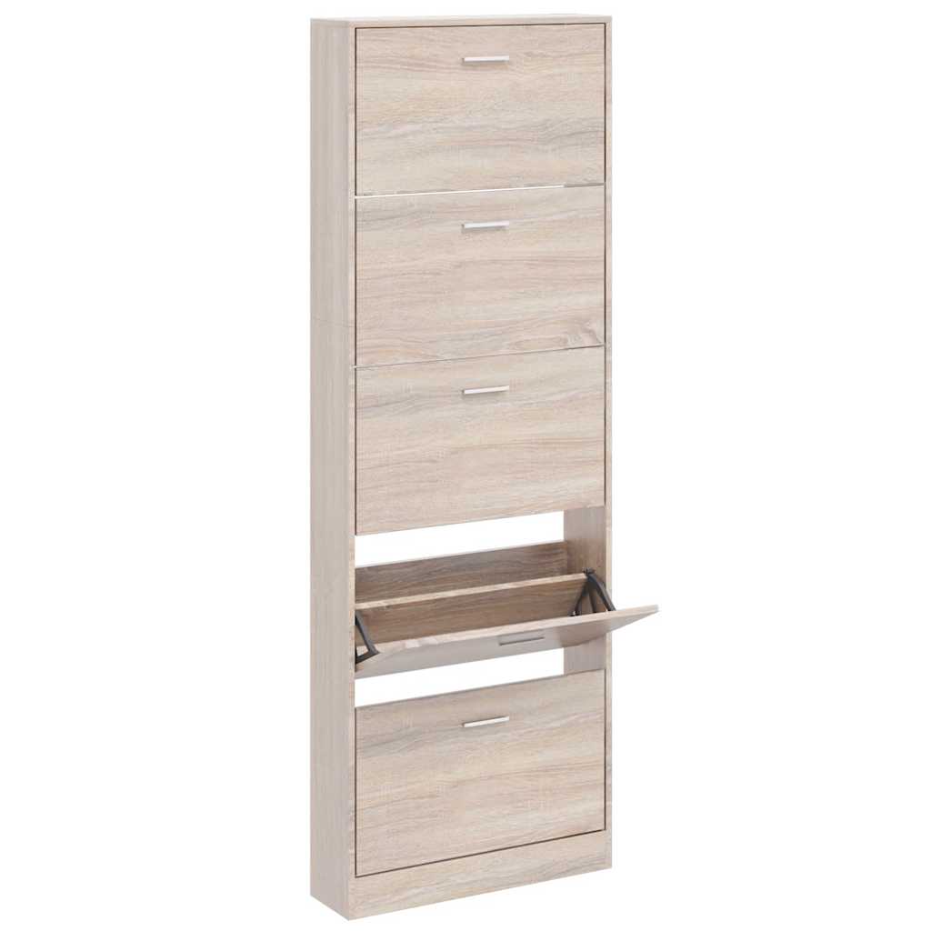 Schoenenkast hout met 5 opbergvakken eiken-look is nu te koop bij PeponiXL, paradijselijk wonen!