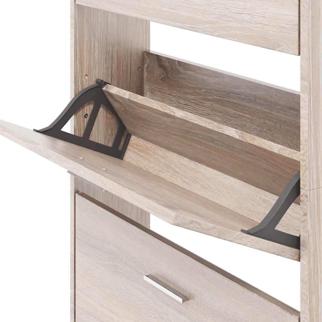 Schoenenkast hout met 5 opbergvakken eiken-look is nu te koop bij PeponiXL, paradijselijk wonen!