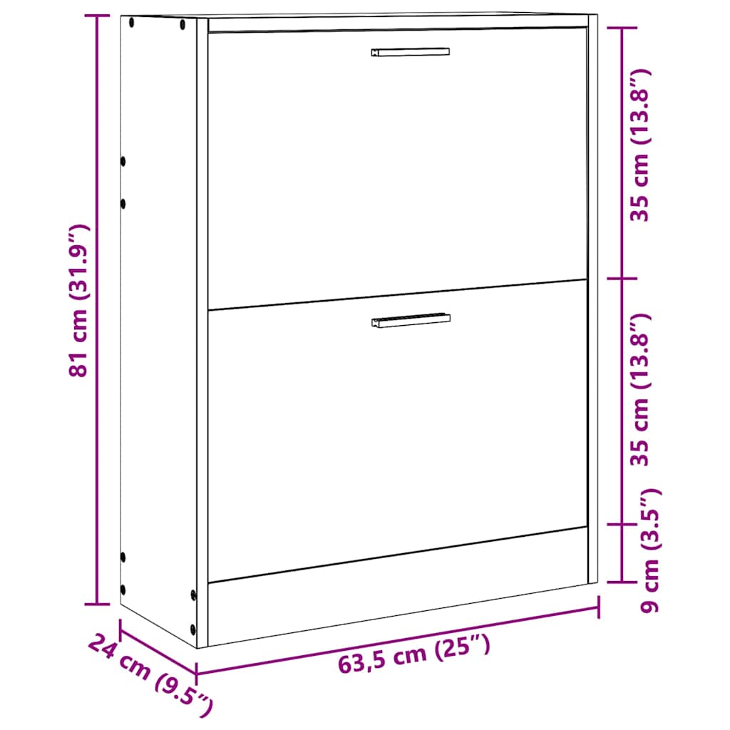 Schoenenkast met 2 vakken hout wit is nu te koop bij PeponiXL, paradijselijk wonen!