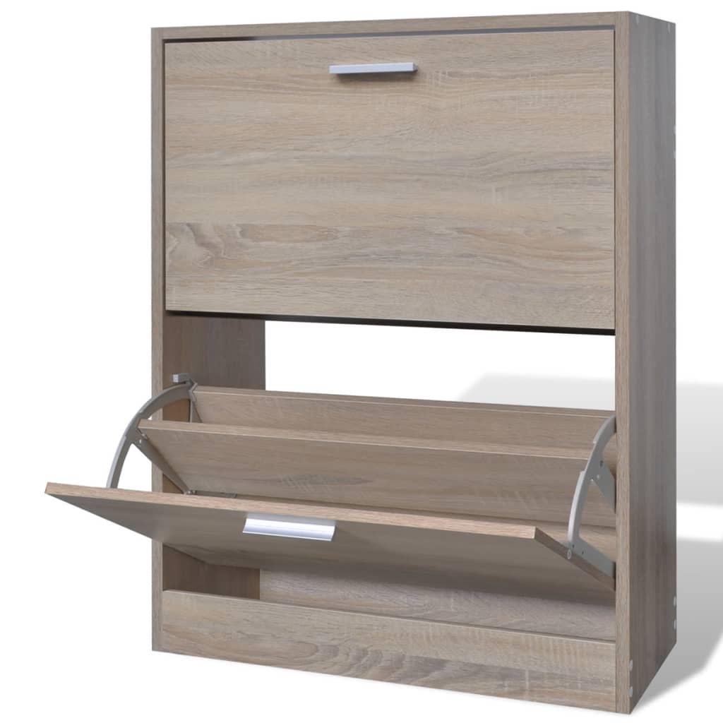 Schoenenkast met 2 vakken eiken-look hout is nu te koop bij PeponiXL, paradijselijk wonen!