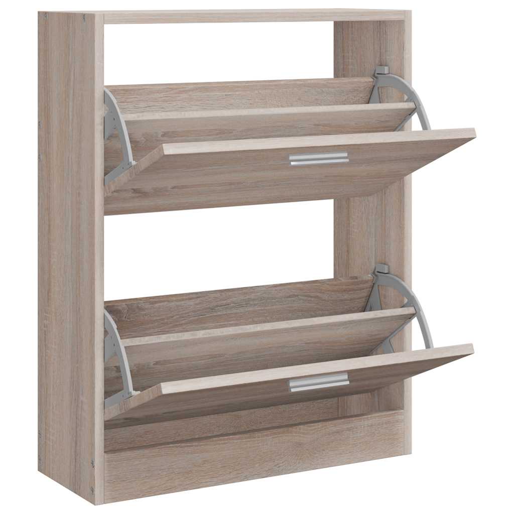 Schoenenkast met 2 vakken eiken-look hout is nu te koop bij PeponiXL, paradijselijk wonen!