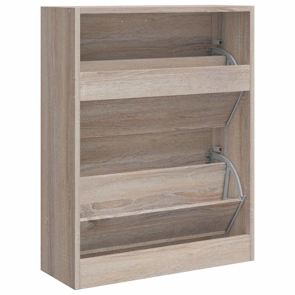 Schoenenkast met 2 vakken eiken-look hout is nu te koop bij PeponiXL, paradijselijk wonen!